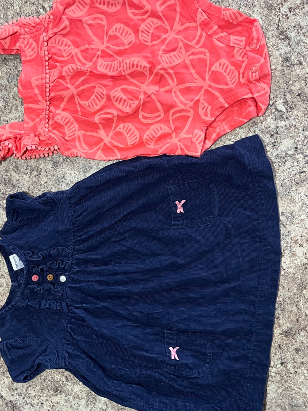 Carter's Navy Corduroy Dress with Pink Bow Accents